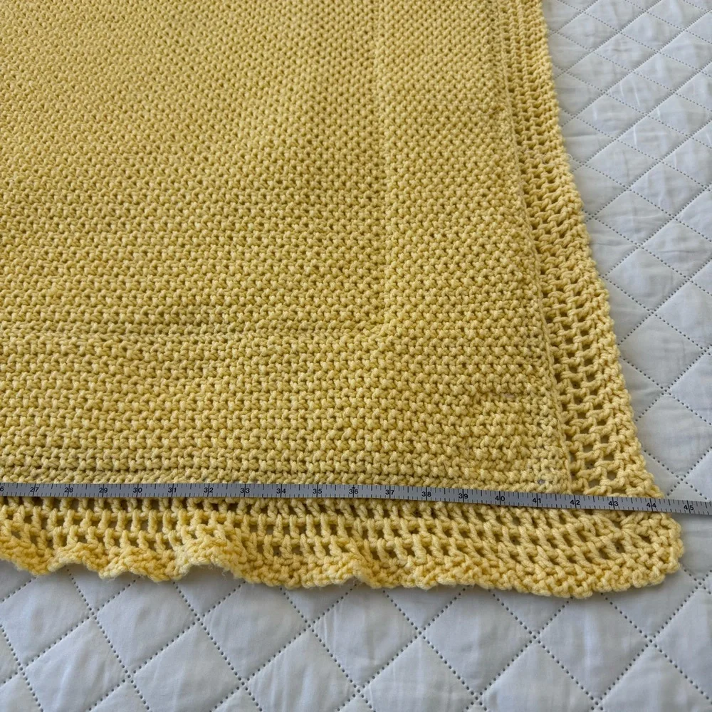 Handmade Yellow Crochet Baby Blanket – Elephant Appliqué Reversible 53” × 44”